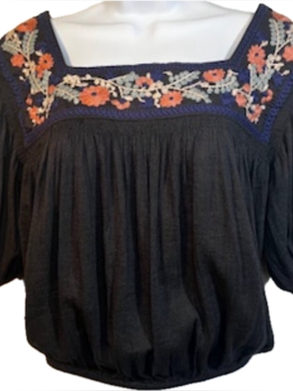 American Eagle Women’s  Peasant Top Cropped Crochet Floral Size S/P